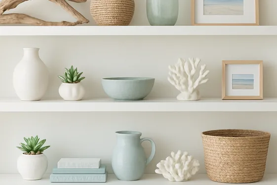 How to Style Open Shelving with Beach-Inspired Items illustration