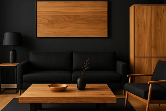 Blend Black with Natural Wood for Balance illustration