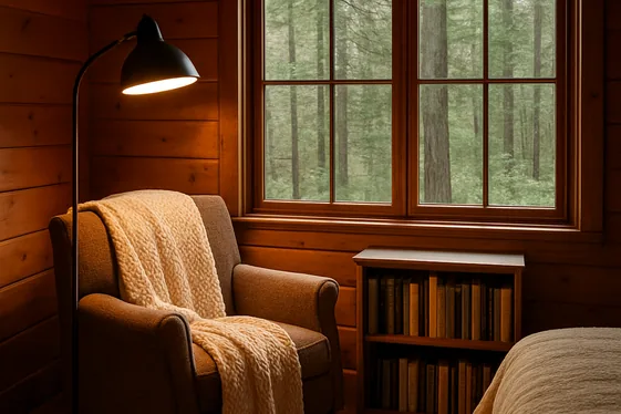 Creating a Cozy Reading Nook in Your Cabin Bedroom illustration