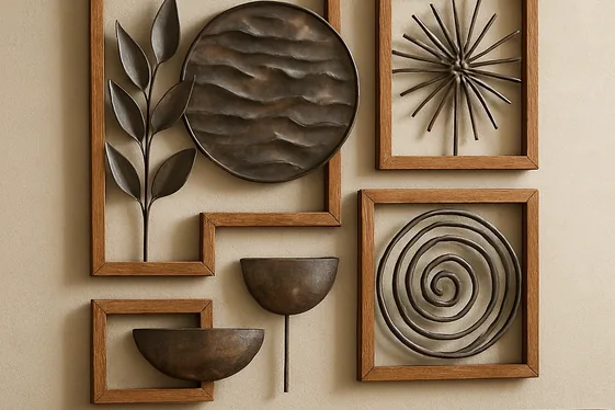 Mix Metal Wall Art with Wood Elements illustration