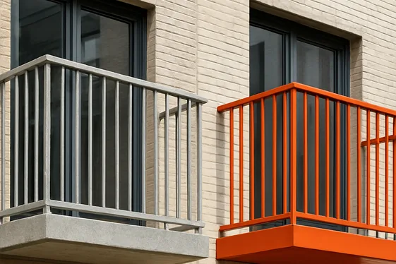 Comparison of Powder-Coated vs. Raw Metal Railings illustration