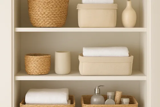Display Open Shelving with Decorative Baskets illustration