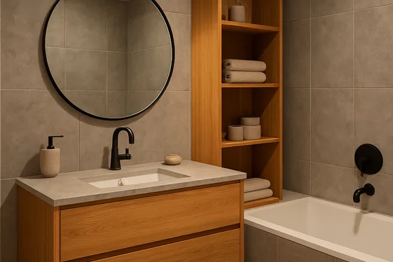 Choose Warm Wood Tones to Soften Modern Edges illustration