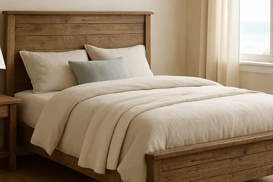 Rustic Wooden Bed Frames with Coastal Vibes illustration