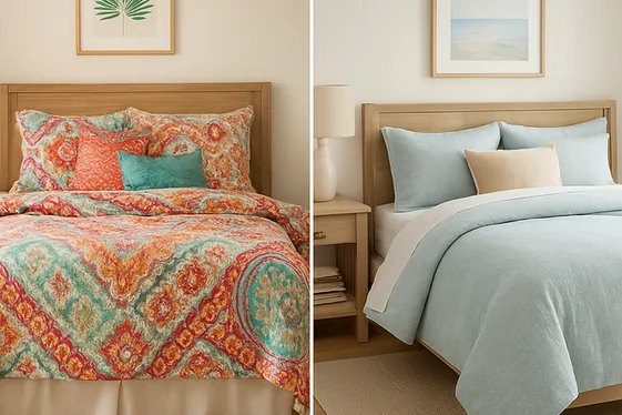 Soft Blue and Sand Bedding Combinations illustration
