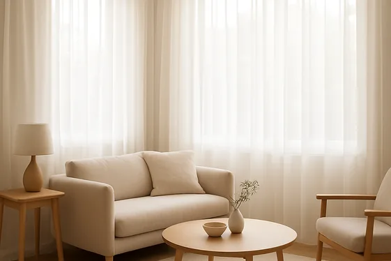 Replace Heavy Drapes with Sheer Panels for Softness illustration