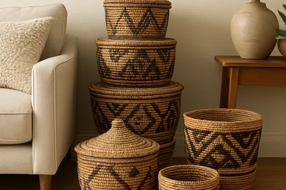 Incorporating Woven Baskets for Storage and Style illustration