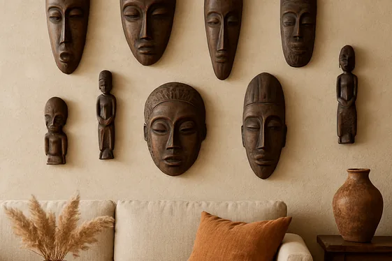 Incorporating Handcrafted Masks and Sculptures for Depth illustration