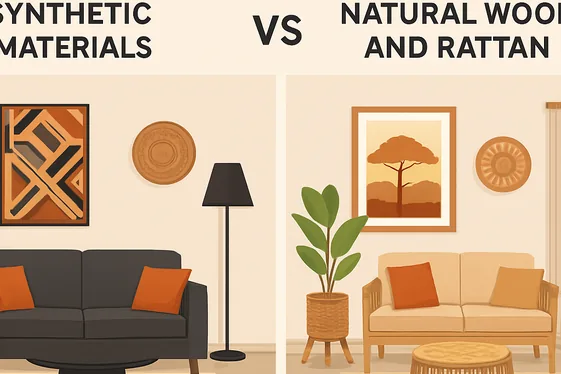 Blending Natural Materials Like Wood and Rattan illustration