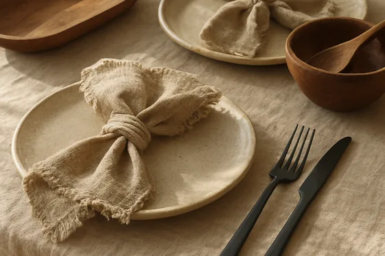 Set a Boho Table with Handmade Linen and Cutlery illustration