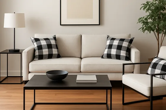 Contrast Buffalo Plaid with Sleek Metal Accents illustration