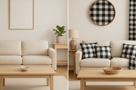 Combine Buffalo Plaid with Natural Wood Elements illustration