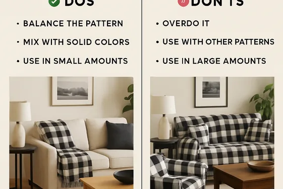 Balance Buffalo Plaid with Solid Color Sofas illustration