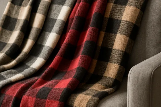 Layer Buffalo Plaid Blankets on Your Sofa illustration