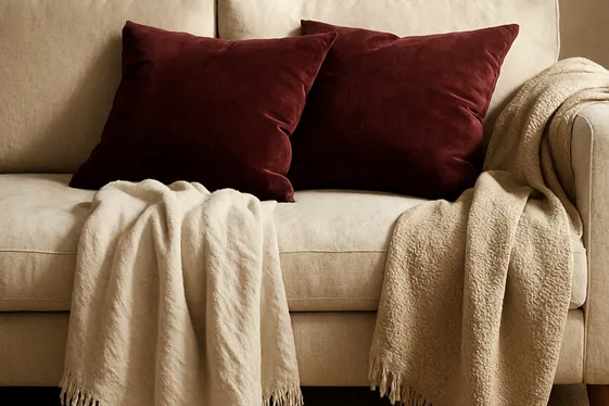 Layering Textures with Burgundy Velvet and Linens illustration