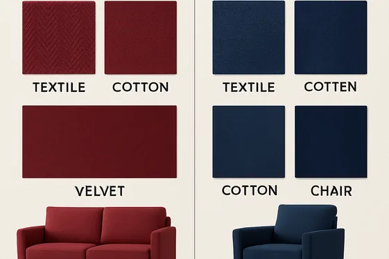 Comparison of Burgundy and Navy Elements in Home Decor illustration