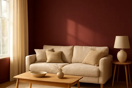 Balancing Burgundy Walls with Neutral Accents for Warmth illustration