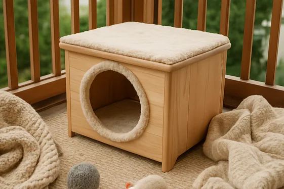Build a Cat Tunnel or Playhouse on Your Balcony illustration