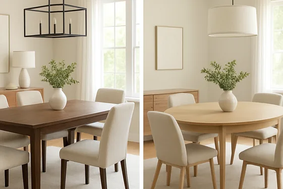 Comparison Table of Rectangular vs Oval Dining Tables illustration