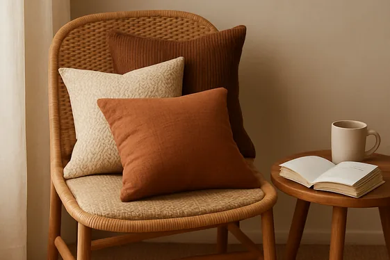Create Calm Corners with Earth Tone Throw Pillows illustration