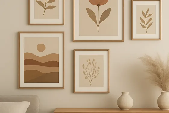 Create a Neutral Gallery Wall with Earth Tone Art illustration