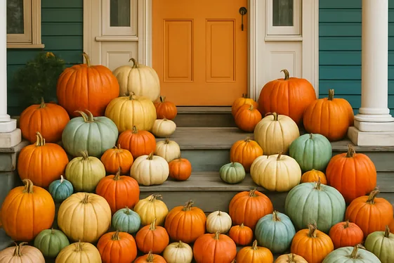 Pumpkin Patch Paradise with Varied Sizes and Colors illustration