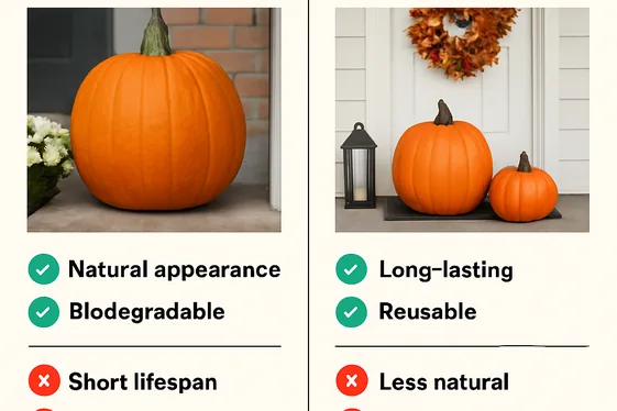 Comparison of Real vs. Artificial Pumpkins for Decor illustration