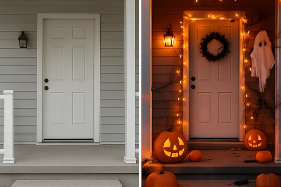 Before and After: From Bare Porch to Haunted Haven illustration