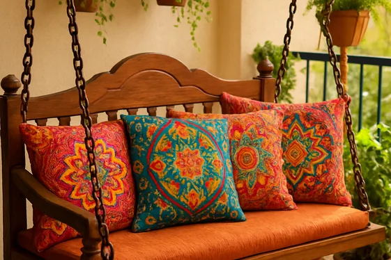 Add Colorful Indian-Style Pillows for a Vibrant Look illustration