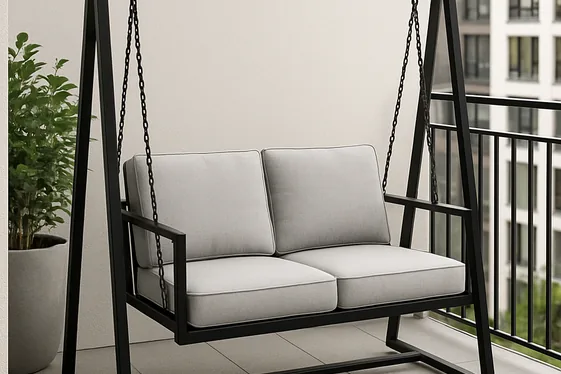 Tea-Time Ready: Jhula Setup with a Small Side Table illustration