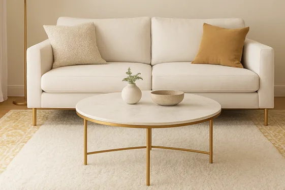 Using Gold and White Rugs to Define Space illustration