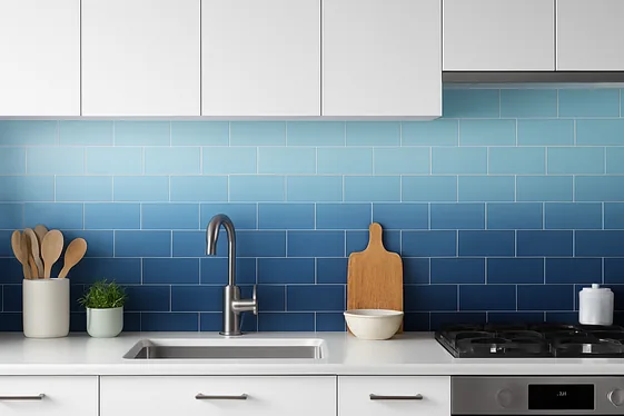 Ombré Blue Backsplash to Create Visual Interest illustration
