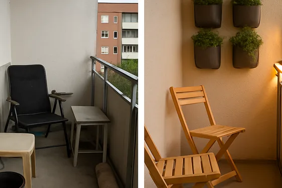 Before and After: From Cluttered to Calm Balcony illustration