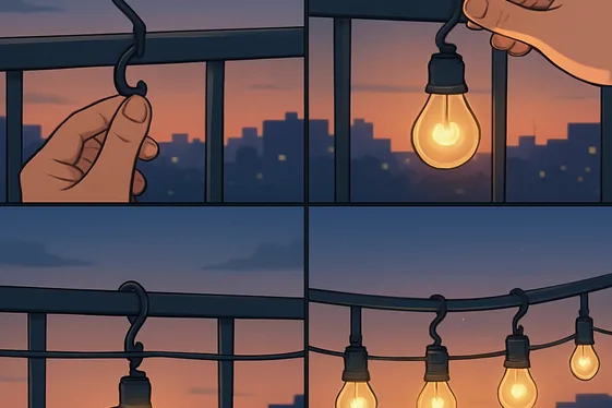 Steps to Hang Globe Lights on Your Balcony illustration