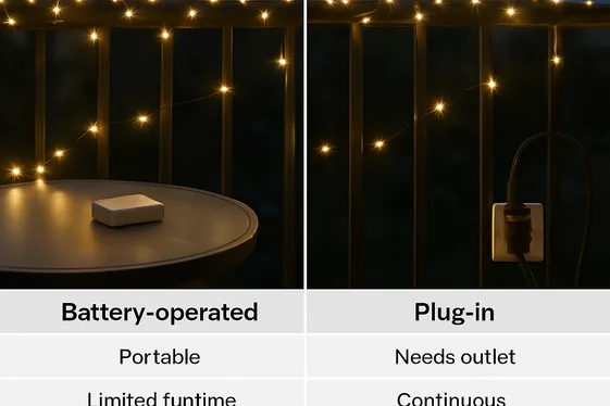 Comparison: Battery-Operated vs. Plug-In Fairy Lights illustration