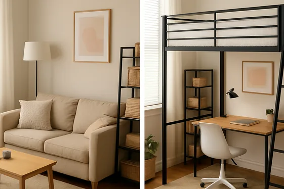 Before and After: Using a Loft Bed with Desk Below illustration