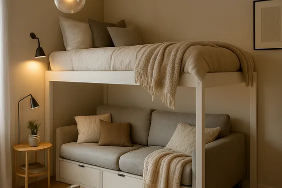 Split-Level Living: Elevated Beds with Built-In Storage illustration