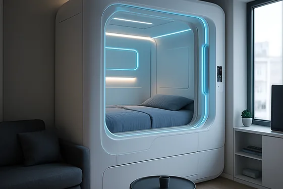 Bullet Points: Futuristic Pods and Capsule Beds illustration