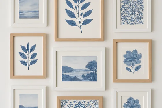Creating a Gallery Wall with Blue Hues illustration
