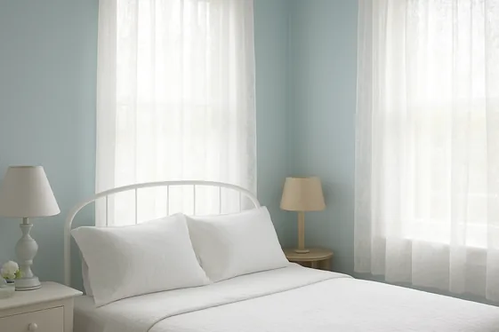 Freshening Up with White Lace Curtains illustration