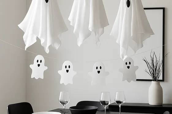 Arrange Eerie Floating Ghosts Overhead illustration
