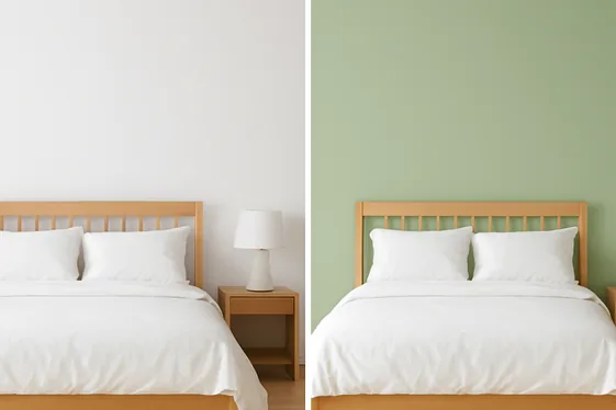Before and After: Light Green Accent Wall Impact illustration
