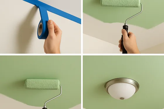 Step-by-Step Guide to Painting a Light Green Ceiling illustration