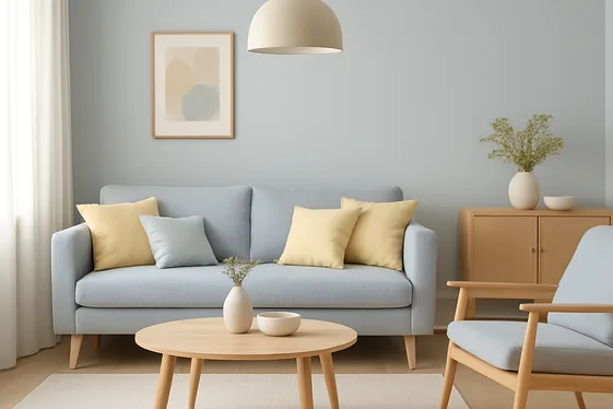 Grey Blue and Pale Yellow: Subtle and Sunny illustration