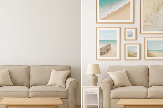 Before and After: Transforming with Coastal Artwork and Prints illustration