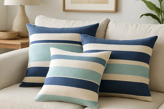Layer with Striped Throw Pillows and Soft Textiles illustration