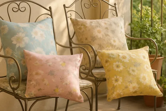 Patterned Cushions with Floral Prints illustration
