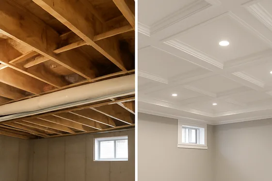 Before and After: Installing a Coffered Ceiling illustration