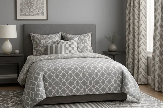 Mix Patterns to Add Interest in Grey Bedrooms illustration