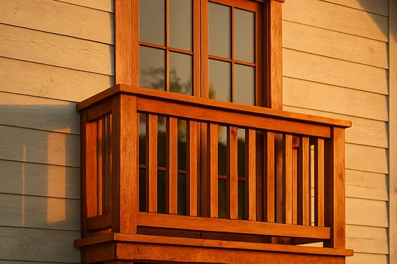 Wooden Juliet Balconies for a Warm, Rustic Exterior Charm illustration